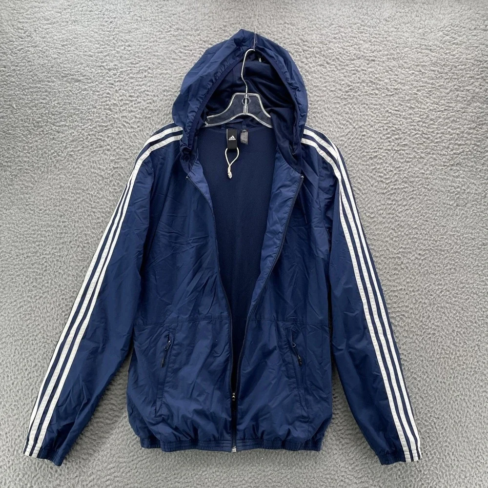 Adidas Track Jacket Mens Small Blue Y2k Hip Hop Streetwear Windbreaker Retro Gym